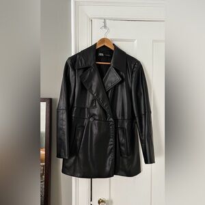 Zara Oversized Faux Leather Blazer